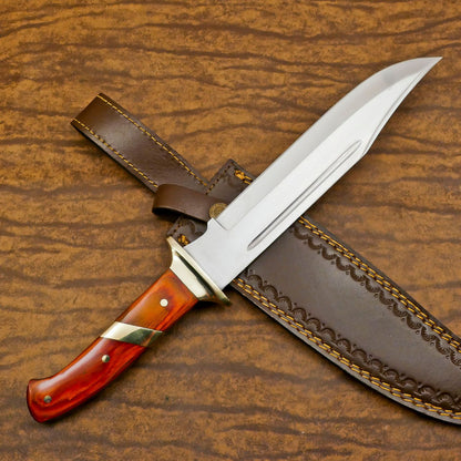 Custom  14" D2 Steel Bowie Knife Tactical Full Tang Bowie Knife With Wood Handle