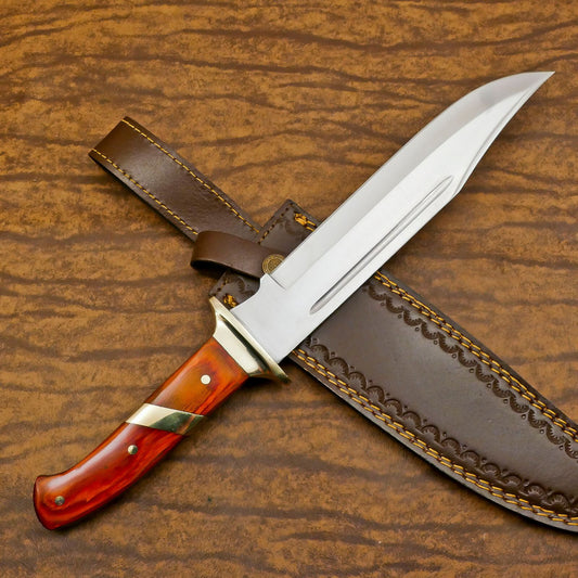 Custom  14" D2 Steel Bowie Knife Tactical Full Tang Bowie Knife With Wood Handle