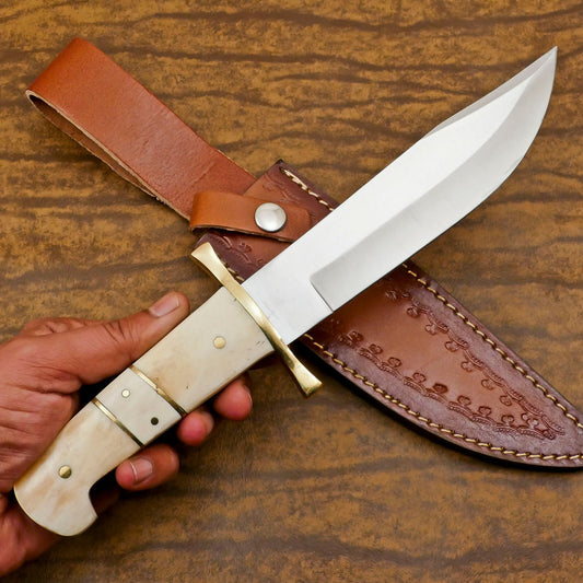 Custom 14" D2 Steel Handmade Best Bowie Knife with Bone Handle