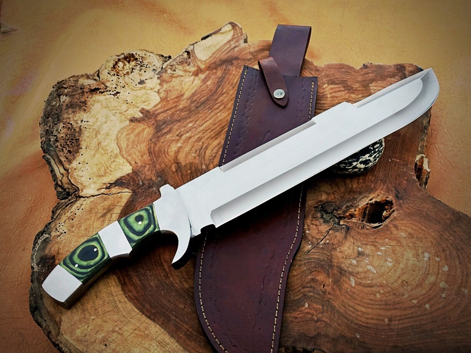 Custom 14" Full Tang Hunting Bowie Knife Best Bowie Knife With Leather Sheath