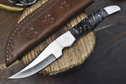 Custom 440C Steel Skinner Knife | Corian Handle & Steel Bolster | Unique Sports Knife