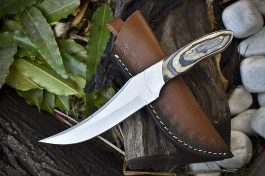 Custom 440C Steel Skinner Knife | Hard Wood Handle | Steel Bolster | Rare Knife