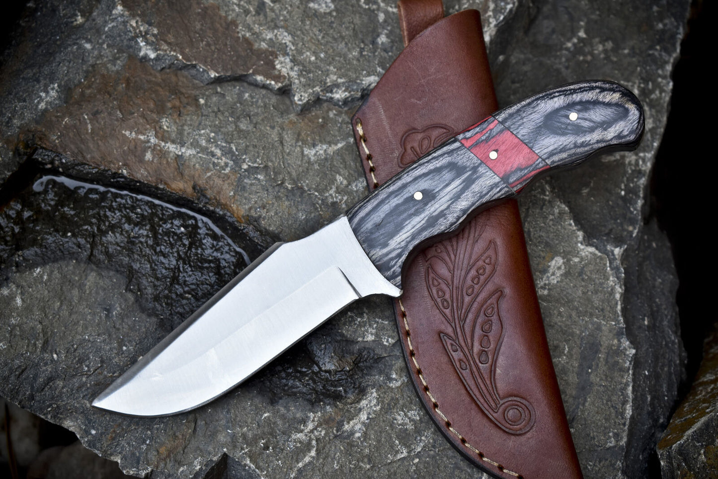Custom 440C Steel Skinner Knife | Hardwood Handle | Bushcraft & Sports Knife
