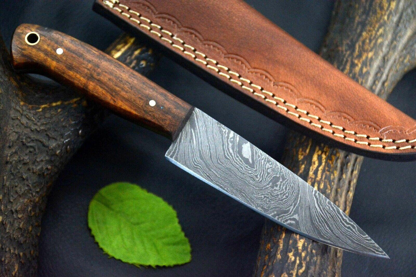 Custom 8.0" OAL Handmade Damascus Steel Chef Knife with Walnut Handle