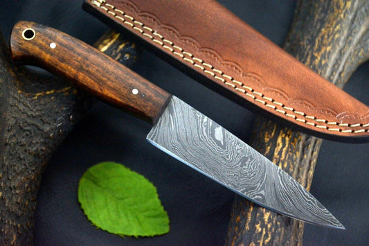 Custom 8.0" OAL Handmade Damascus Steel Chef Knife with Walnut Handle