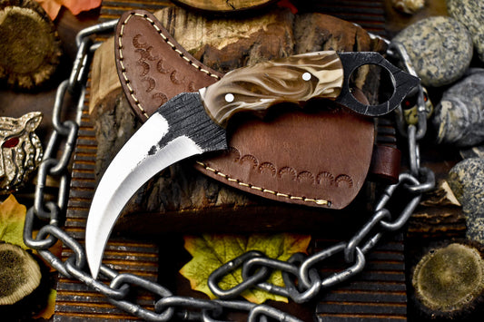 Custom 8" Handmade D2 Steel Karambit Knife Best Karambit Knife With Resin Handle