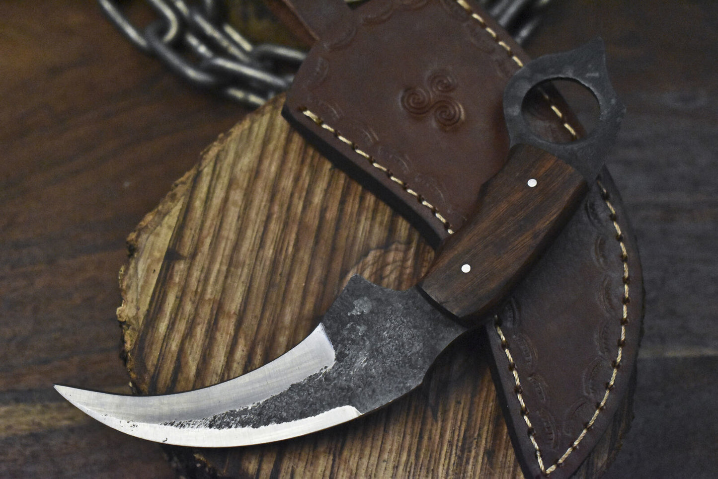 Custom 8" Handmade D2 Steel Karambit Knife Best Karambit Knife With Wood Handle