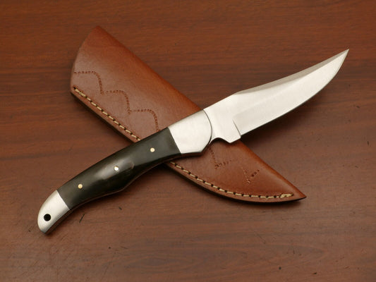 Custom AUS-8 Steel Skinner Knife | Hardwood Handle & Steel Bolster | Bushcraft Gift