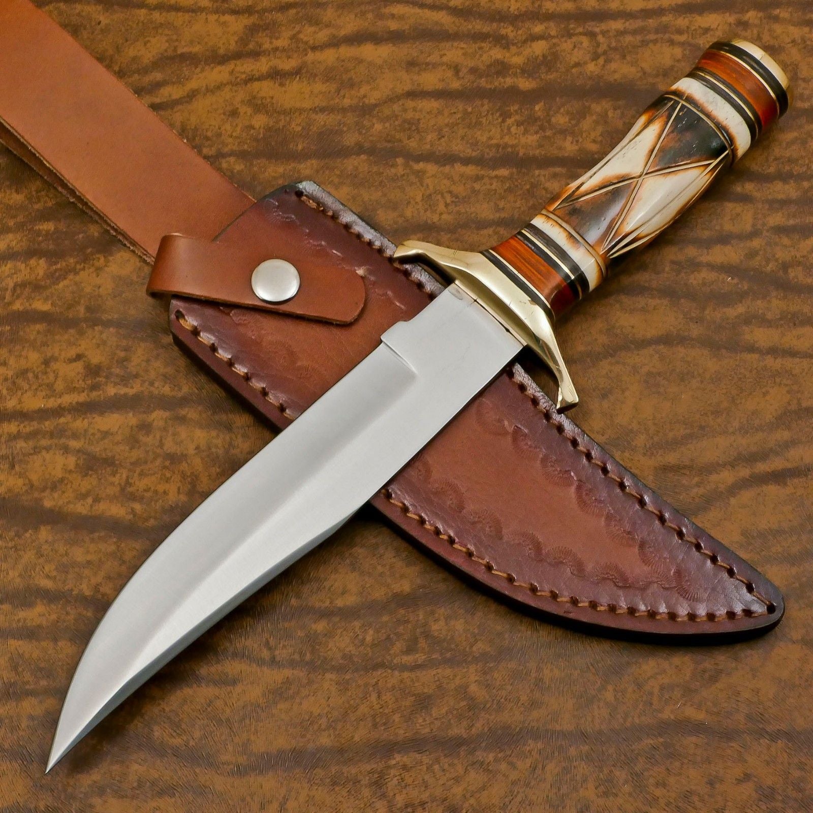 Custom Best Bowie Knife Handmade D2 Steel 13" Hunting Knife With Bone Handle
