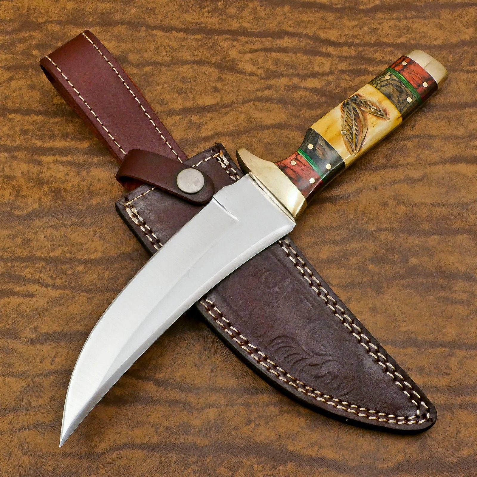 Custom Best Bowie Knife Handmade D2 Steel Full Tang Bowie Knife  With Bone Handle