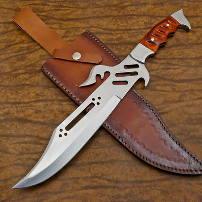 Bowie Knife 12" D2 Steel Full Tang Tactical Bowie Knife With Wood Handle