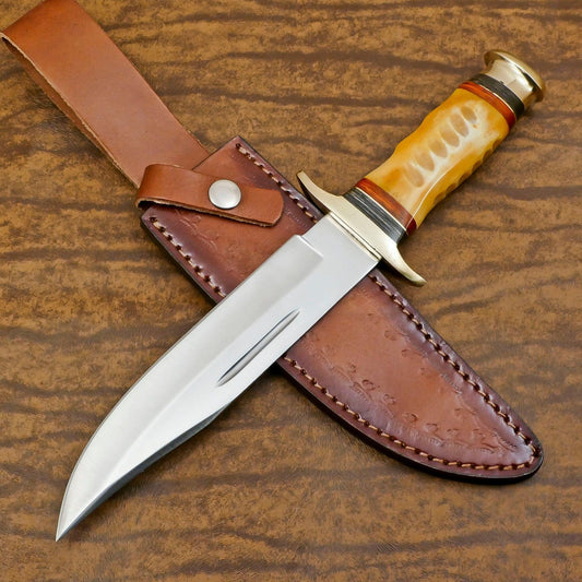 Best Bowie Knife Custom Handmade 12" D2 Steel Bowie Knife With Bone Handle