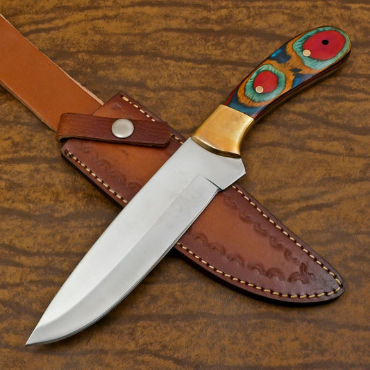 Custom Bowie Knife Handmade 12" D2 Steel Full Tang Bowie Knife With Pakkawood Handle