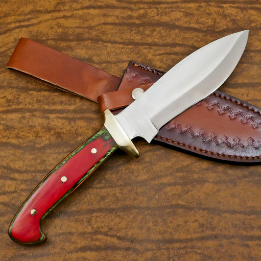 Custom Bowie Knife Handmade 13" D2 Steel Full Tang Bowie Knife With Pakkawood handle