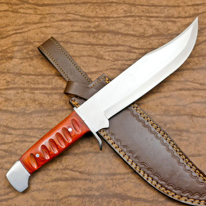 Custom D2 Clip Point Bowie Knife 12" Full Tang Best Bowie Knife With Wood Handle