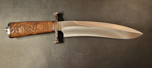 Custom D2 Steel 16-Inch Sasquatch Bowie Knife – Engraved Wood Handle