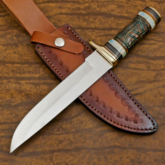 Custom Handmade 12 Inch D2 Steel Blade Hunting Bowie Camping Knife – Full Tang Survival Knife