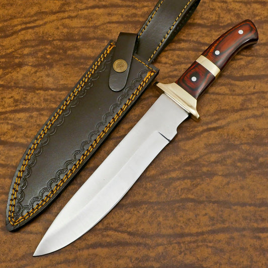 Custom D2 Steel Full Tang Bowie Knife 13" Best Bowie Knife With Wood Handle