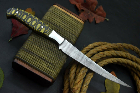 Custom Damascus Fillet Knife Damascus Steel Fillet Knife with Wood Handle
