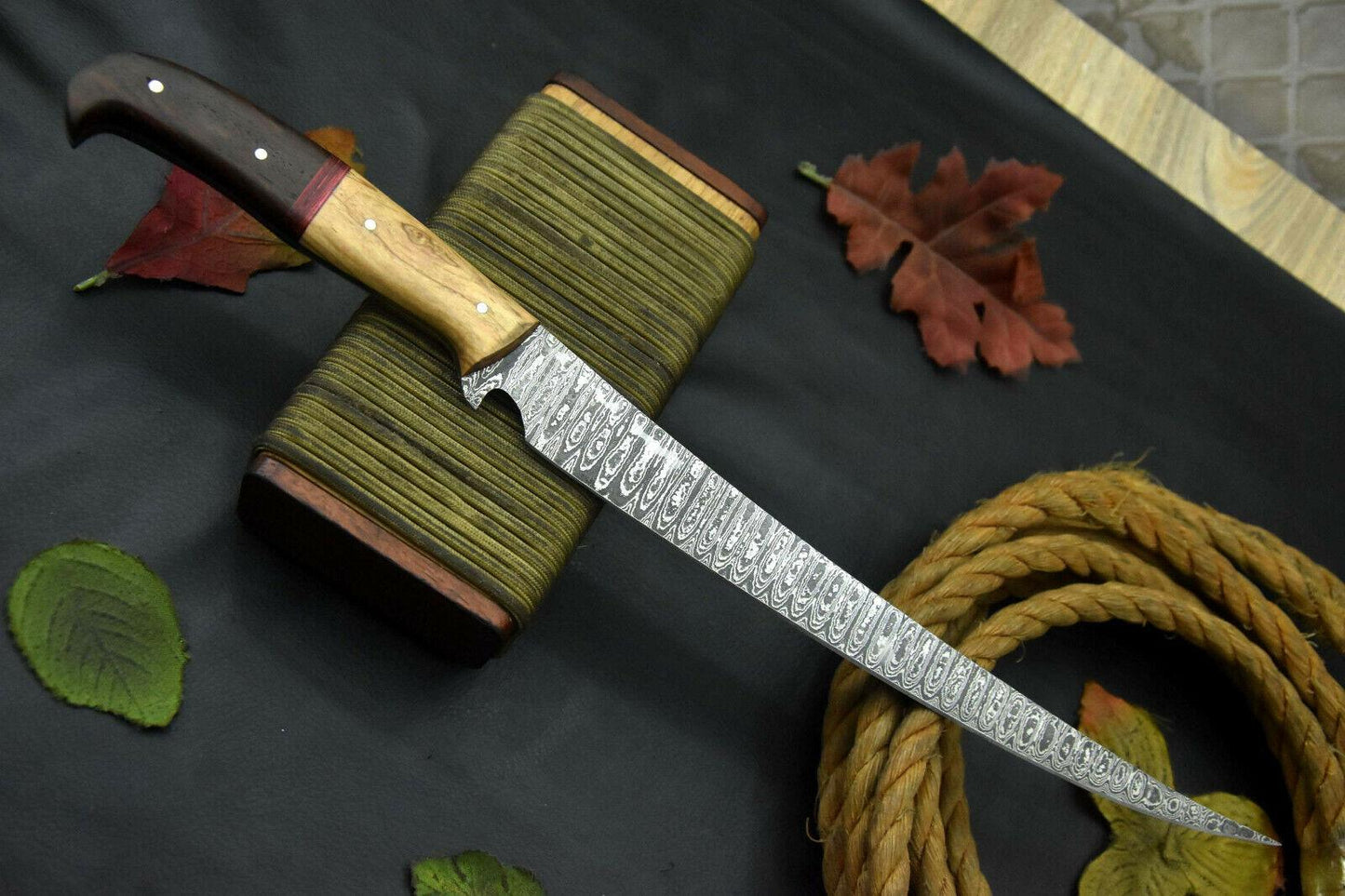 Custom Damascus Fillet Knife Handmade Damascus Steel Fishing Knife 