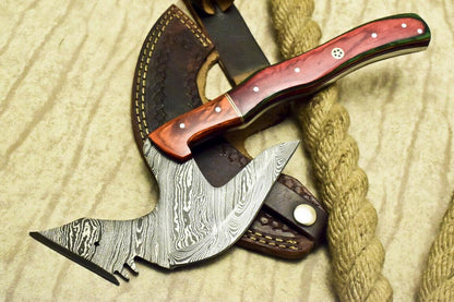 Custom Damascus Full Tang Cleaver Chopper Tomahawk Axe Knife with Hardwood Handle