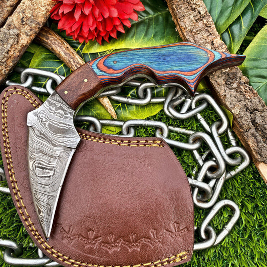 Custom Damascus Karambit Knife 8" Full Tang Karambit Damascus Steel  with wood Handle 