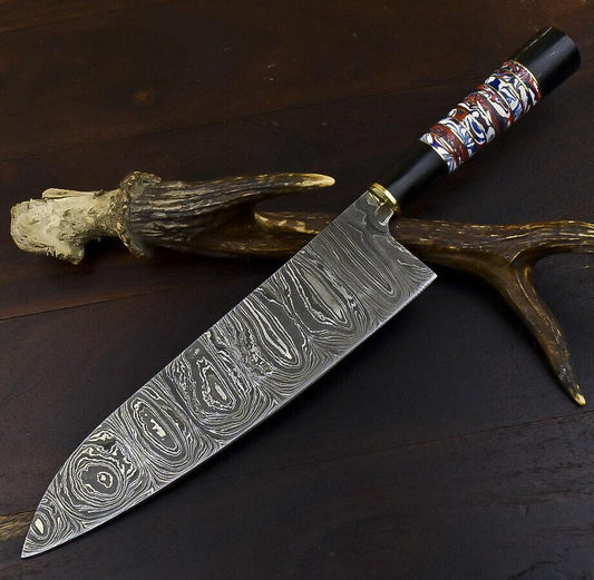 Custom Damascus Kitchen Chef Knife Full tang with Resin Handle kitchen knife