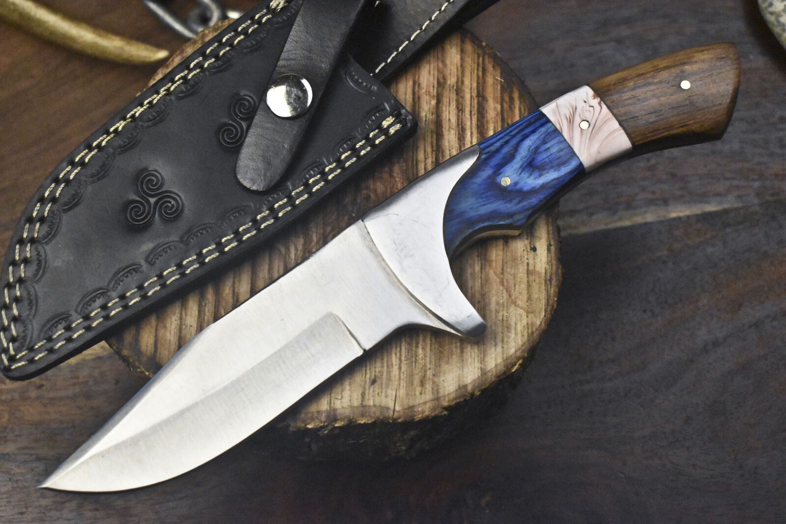 Custom Forged AUS-8 Steel Skinner Knife | Hardwood Handle & Steel Guard | Hiking & Rare Collectible