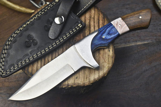 Custom Forged AUS-8 Steel Skinner Knife | Hardwood Handle & Steel Guard | Hiking & Rare Collectible