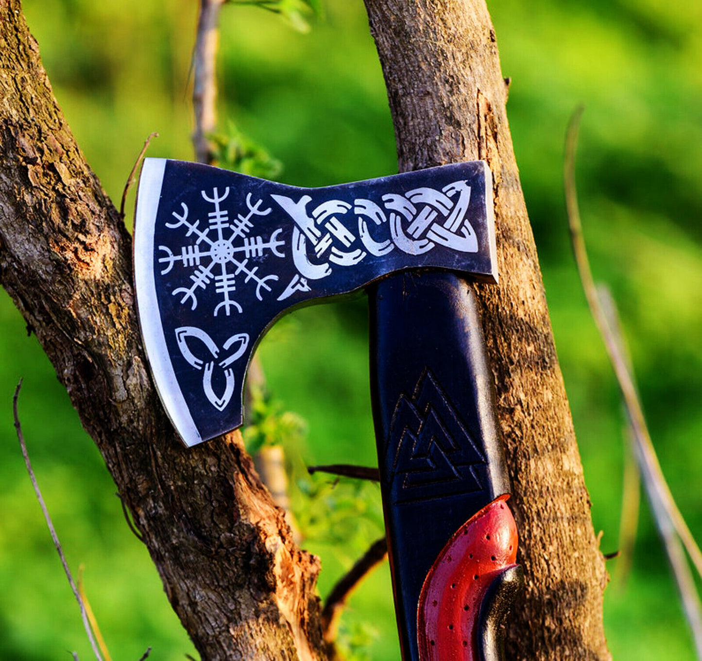 Custom Forged Carbon Steel Axe Viking Tomahawk Axe with Cocobolo Wood Handle & Sheath