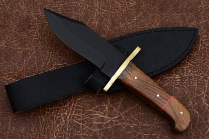 Custom Forged Carbon Steel Handmade Survival Camping Bowie Knife With Wood Handle