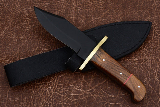 Custom Forged Carbon Steel Handmade Survival Camping Bowie Knife With Wood Handle