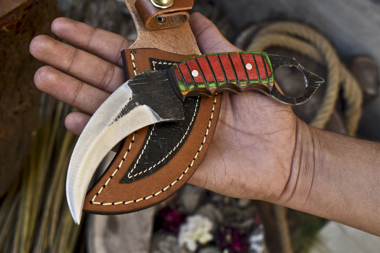 Custom Forged D2 Steel Karambit Knife 8" With Hard Wood Handle Best Karambit 