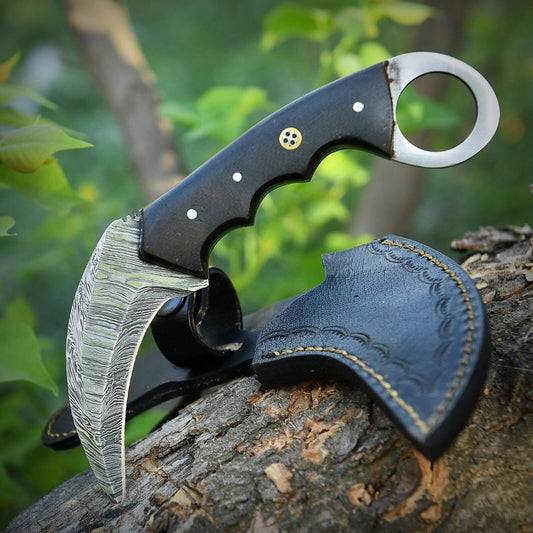 Custom Forged Damascus Karambit Knife Damascus Steel Knife with Micarta Handle