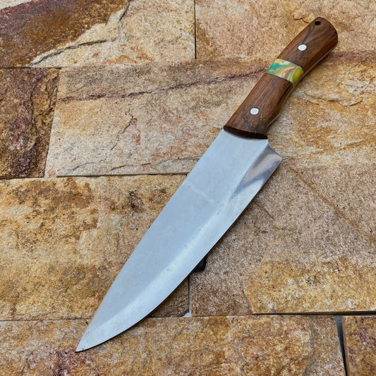 Custom Forged High Carbon Steel High Polish Kitchen Chef Knife | Handmade 12.5"