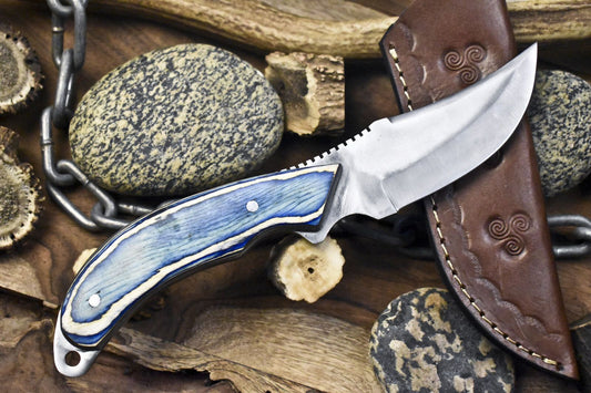 Custom Forged Skinner Knife | 440C Steel | Hard Wood Handle | 10" Fishing & Bushcraft Knife