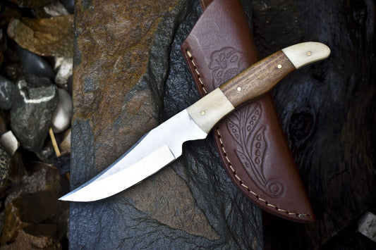 Custom Forged Skinner Knife 440C Steel Walnut Wood Handle