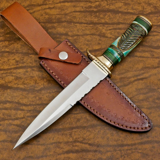 Custom Full Tang Bowie Knife Handmade 12" D2 Steel Bowie Knife with Bone Handle