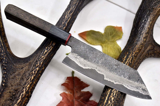 Custom Hammered San Mai Damascus Steel Chef Knife – Handmade with Walnut Handle