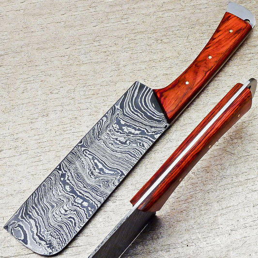 Custom Hand Forged 12" Damascus Steel Chopper Knife – Hard Wood Handle, 512-Layer Blade