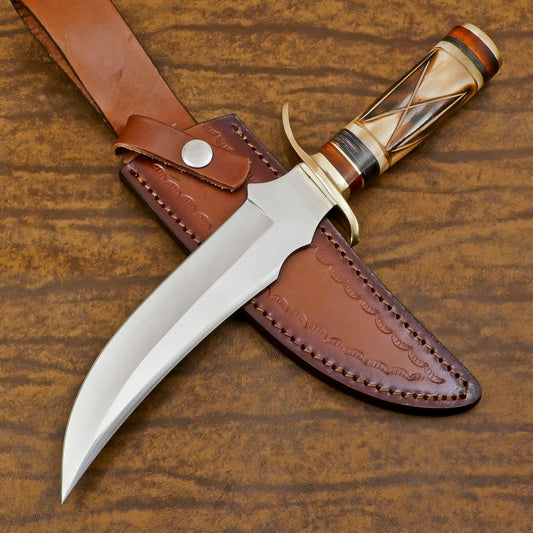 Custom Hand Forged 12 Inch D2 Steel Blade Hunting Bowie Camping Knife – Full Tang Survival Knife