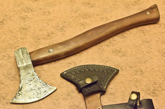Custom Hand Forged Damascus Pipe Tomahawk Damascus Steel Axe With Wood Handle