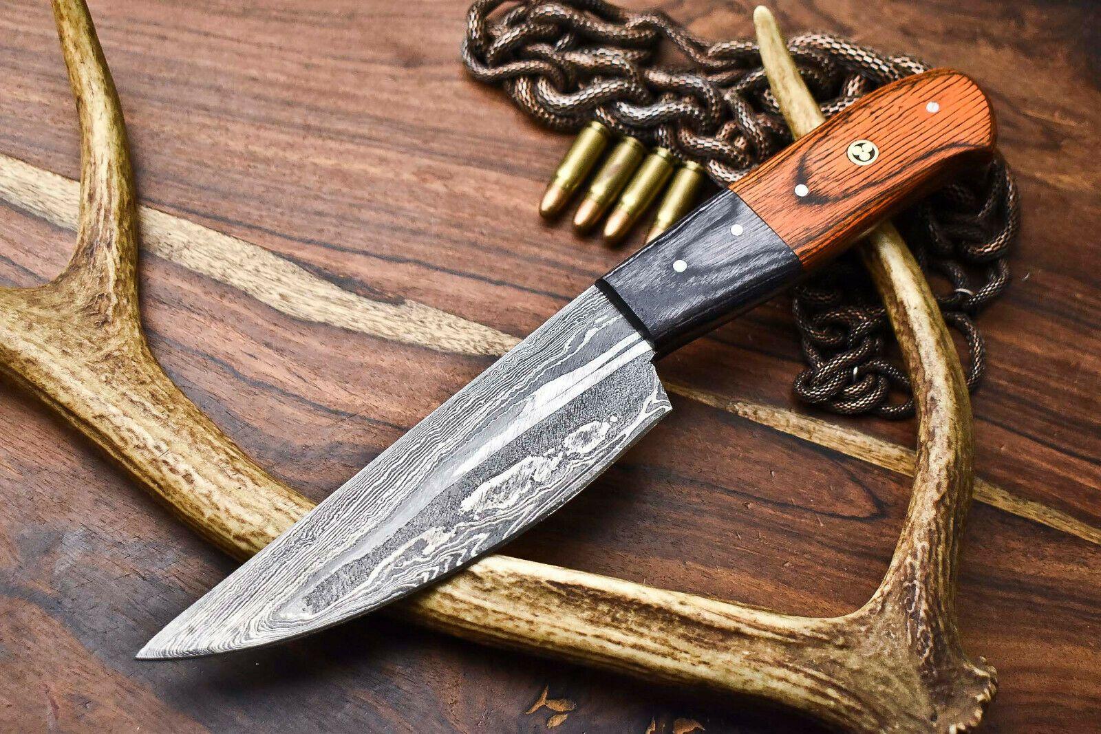 Custom Hand Forged Damascus Steel Chef Knife  Best Damascus Chef Knife with Wood Handle