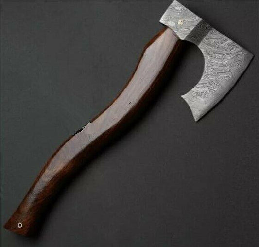 Custom Hand Forged Damascus Steel Tomahawk Axe Head 20-Inch Viking Hunting Axe