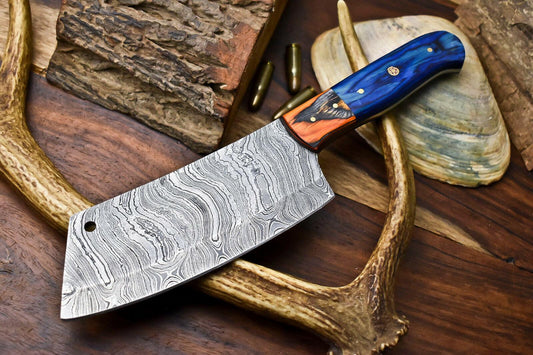 Custom Hand Made Damascus Blade Chef Chopper Knife
