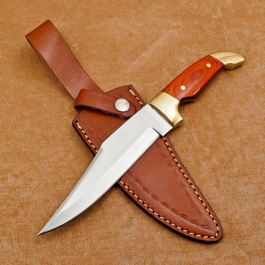 Custom Handmade 12-Inch D2 Clip Point Fixed Blade Full Tang Bowie Hunting Knife