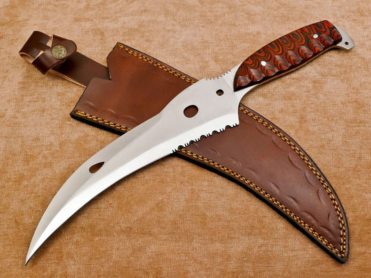 Custom Handmade 12-Inch D2 Drop Point Full Tang Bowie Hunting Knife with Sheath