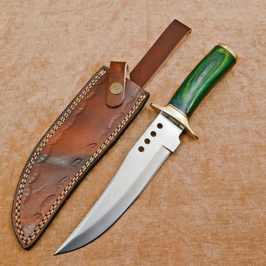Custom Handmade 12" D2 Clip Point Bowie Knife  Full Tang Bowie Knife with Pakka Wood Handle 