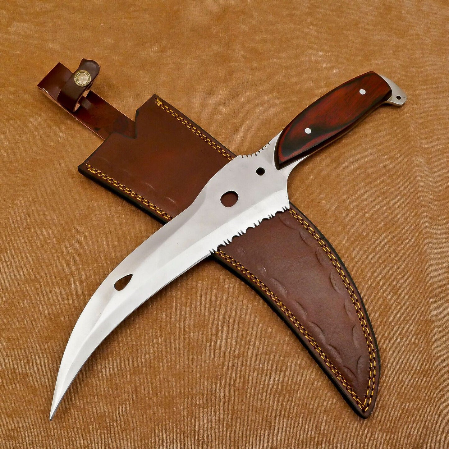 Custom Handmade 12" D2 Drop Point Fixed Blade Full Tang Bowie Hunting Knife