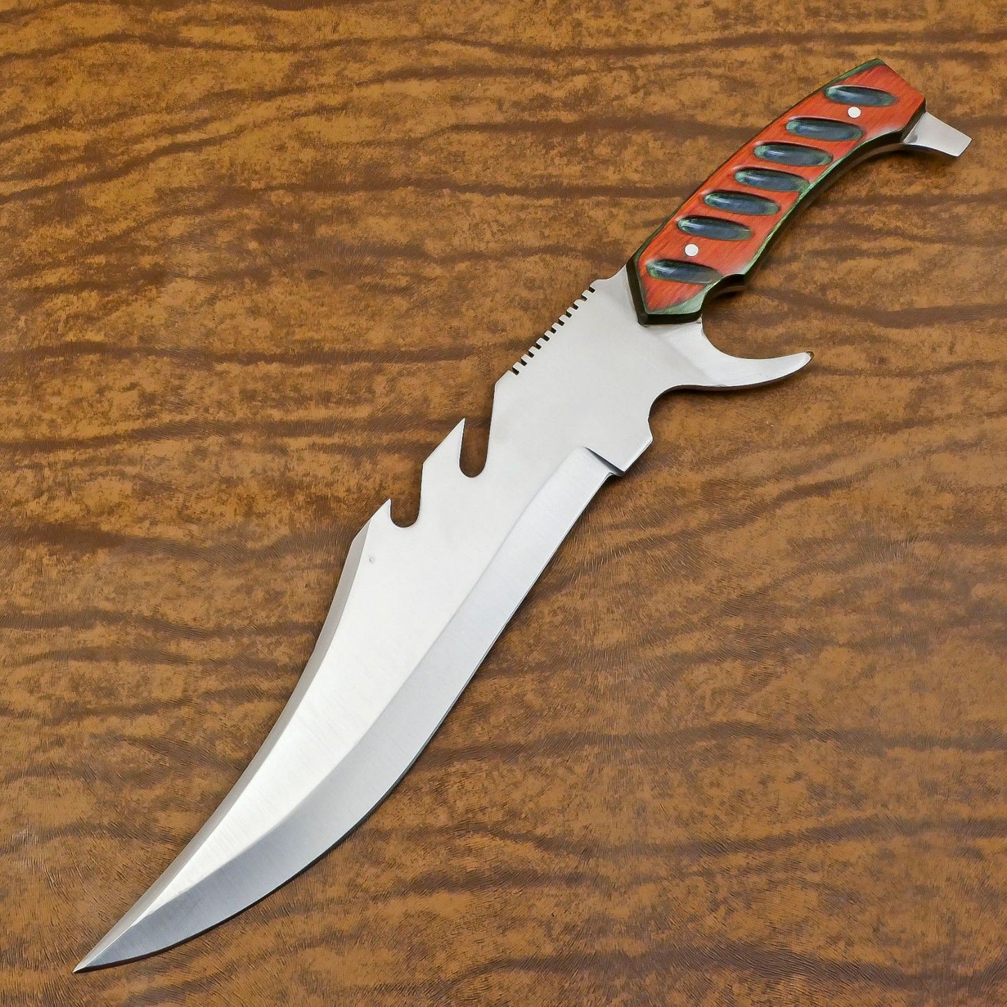 Custom Handmade 12" D2 Steel Full Tang Bowie Knife With Pakka Wood Handle  